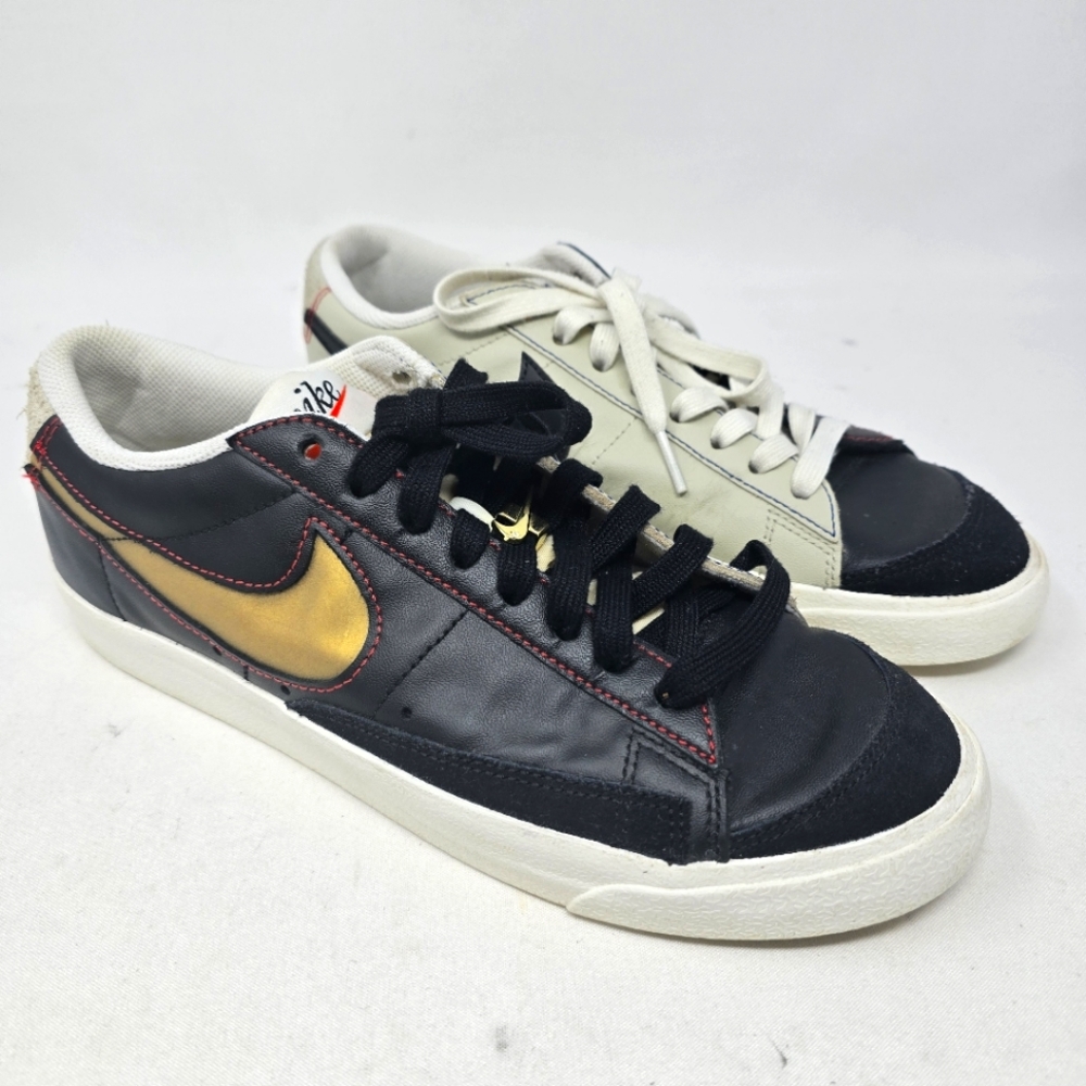 Nike Blazer Low '77 Premium Men's Size‎ 8.5 Black Gold Athletic Shoes Sneakers.